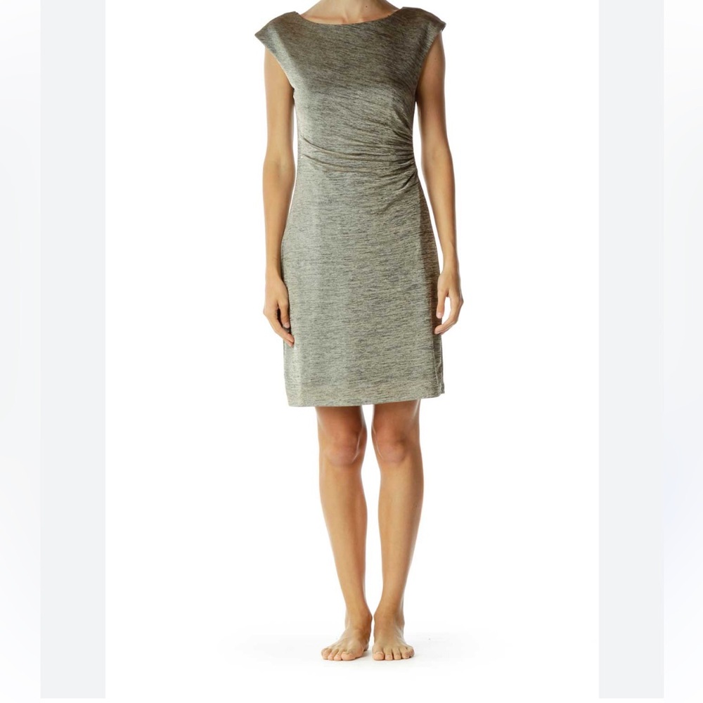 LOFT- Fitted dress with gold scrunch detail Polyester size:XS, - Picture 2 of 7